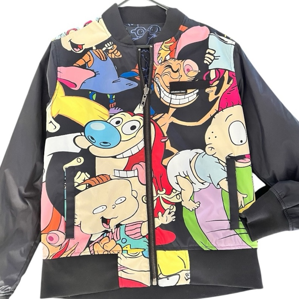MEMBERS ONLY 90s NICKELODEON Cartoon Unisex Reversible Jacket Mens M - Picture 5 of 12